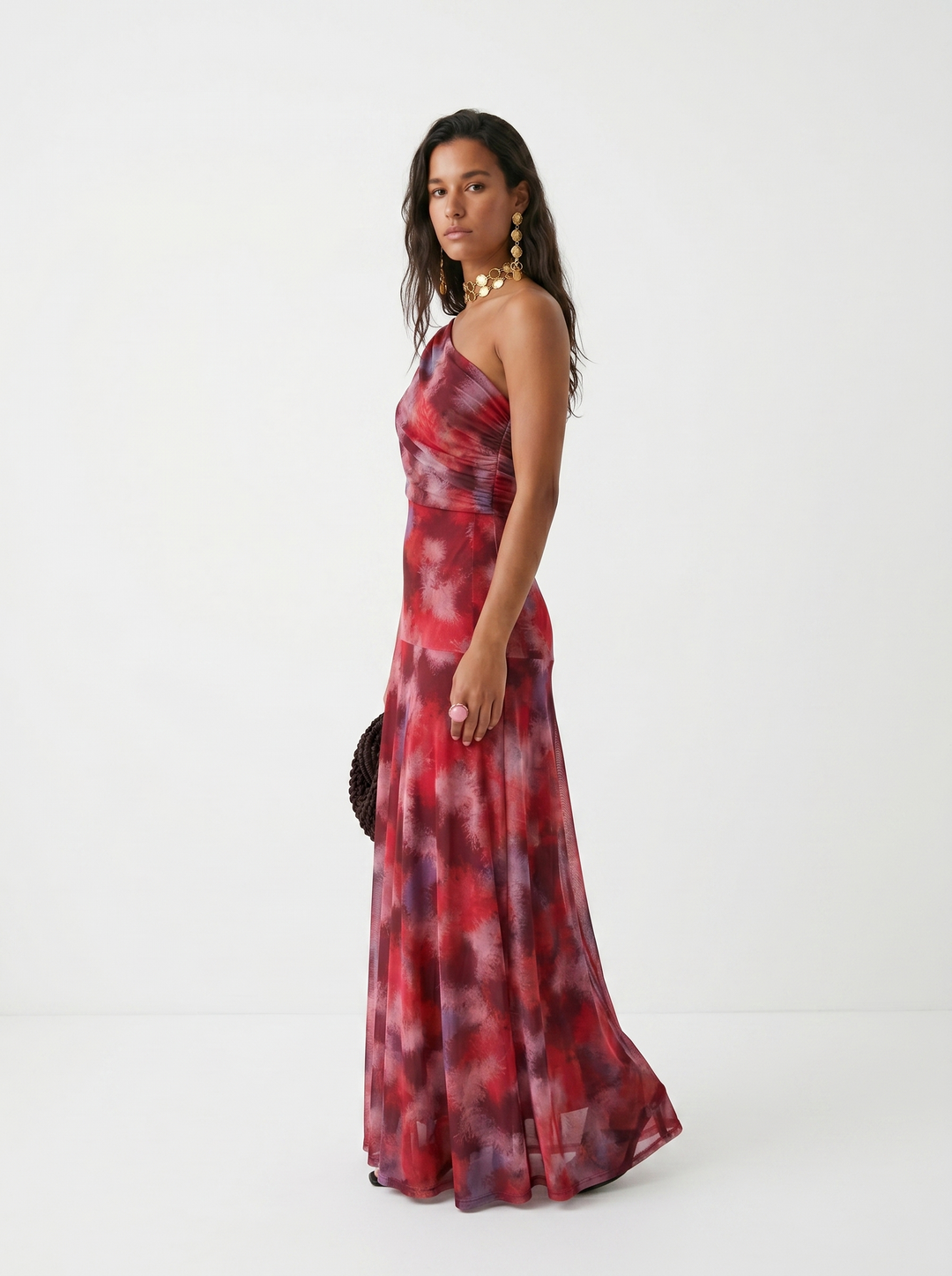 Virela - Off-Shoulder Wrap Technical Microfiber Maxi Dress