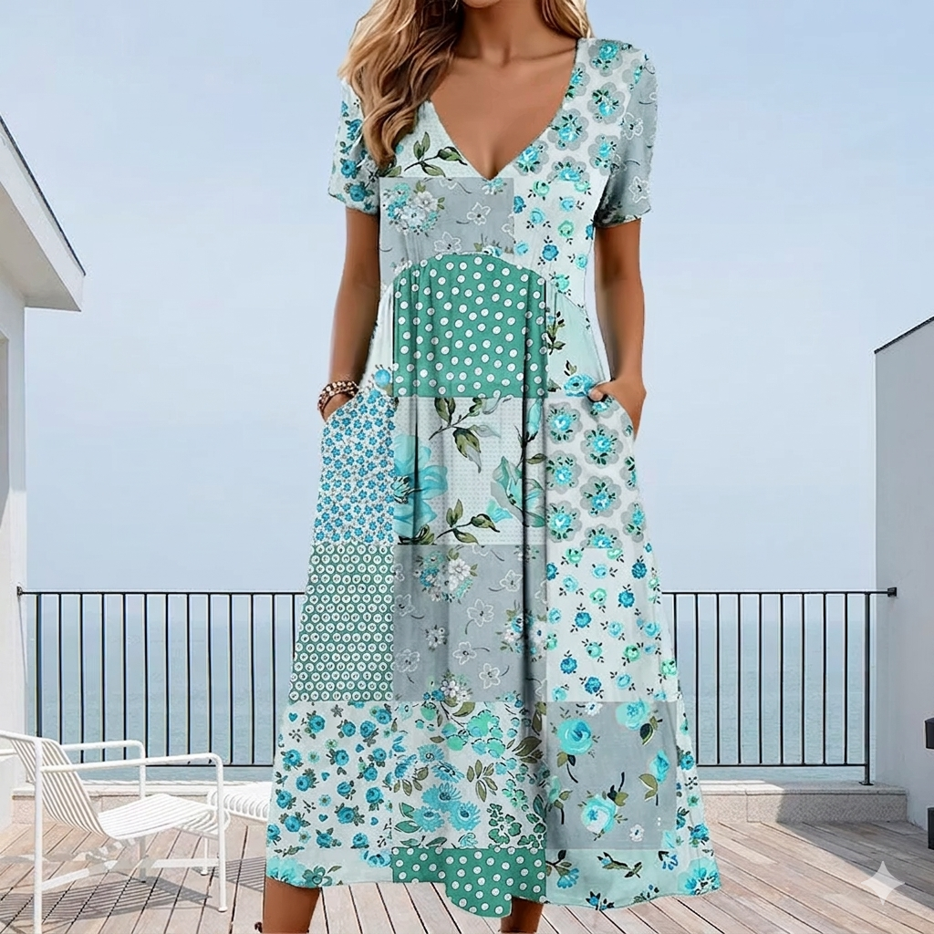 Calira - V-Neck Floral-Print Women's Dress