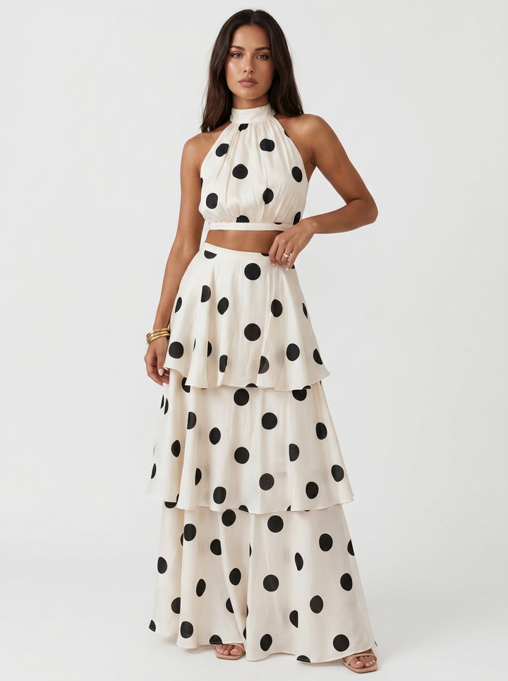 Solira - Tiered Ruffle Satin Set