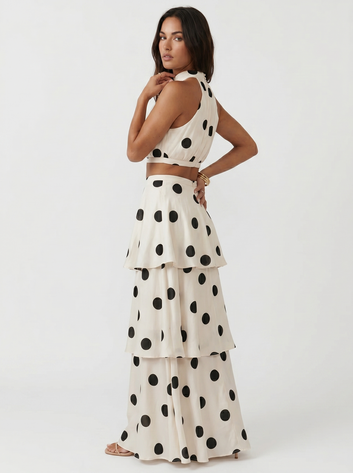 Solira - Tiered Ruffle Satin Set