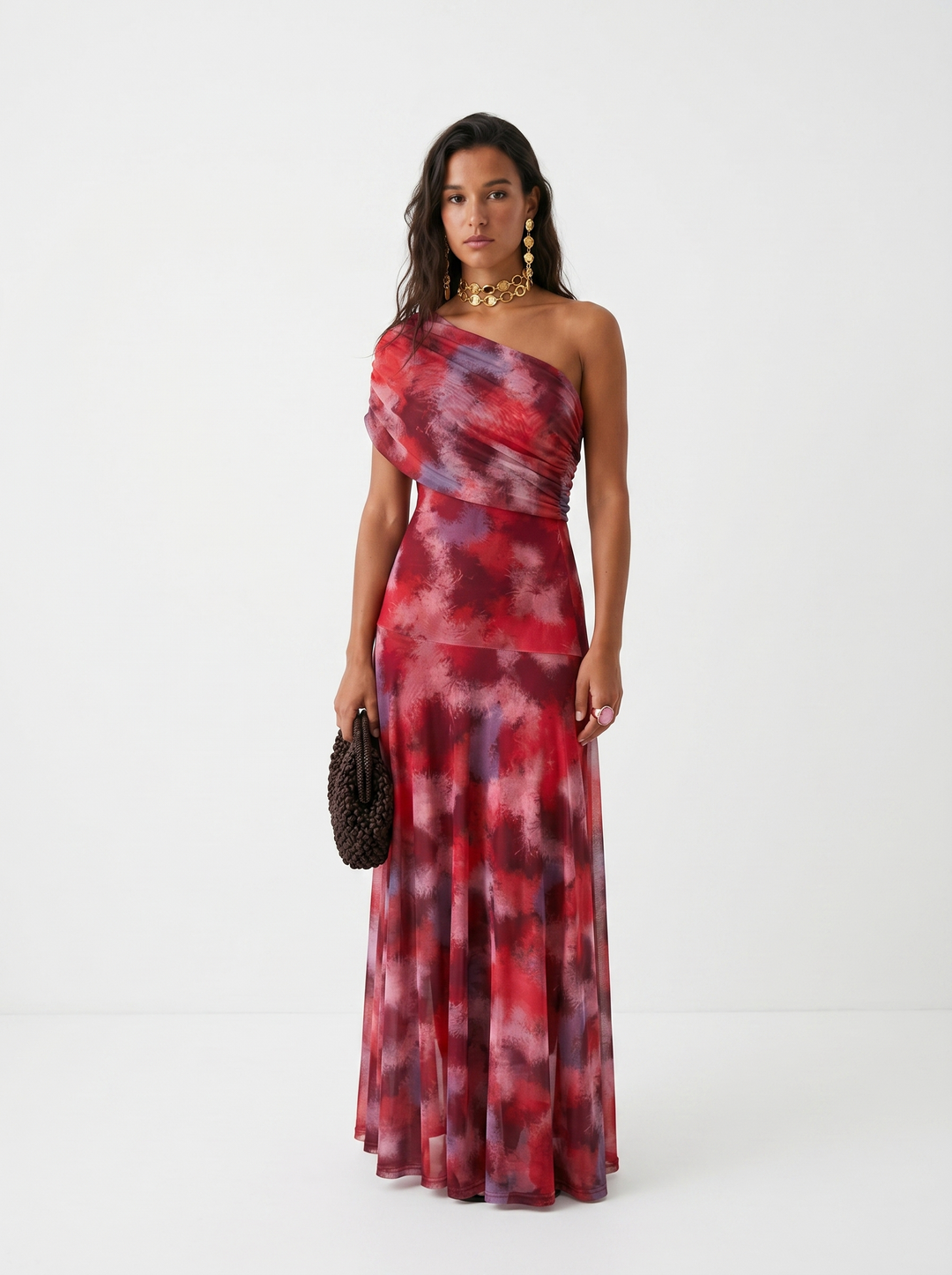 Virela - Off-Shoulder Wrap Technical Microfiber Maxi Dress