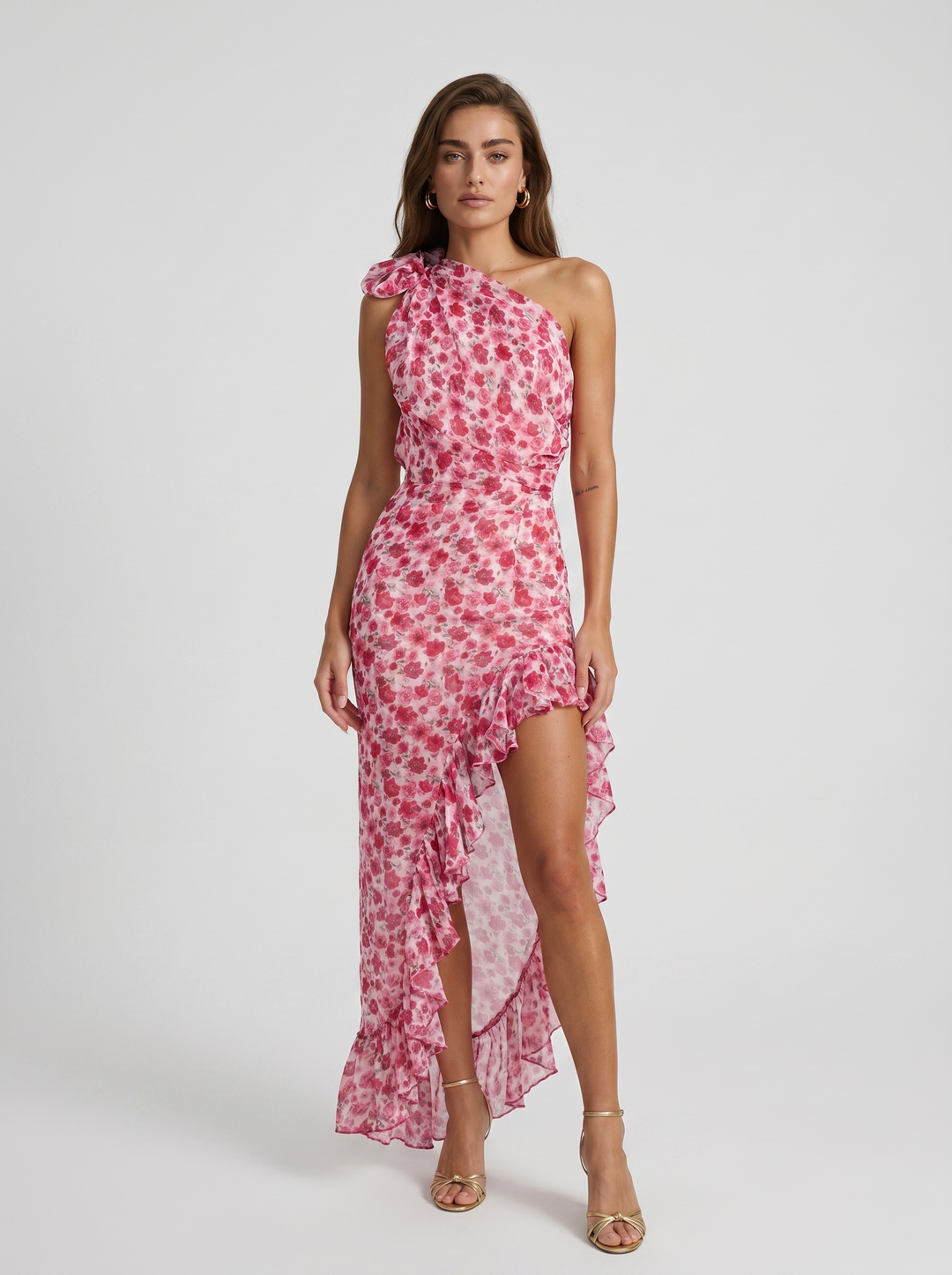 Liniva - One-Shoulder Chiffon Dress