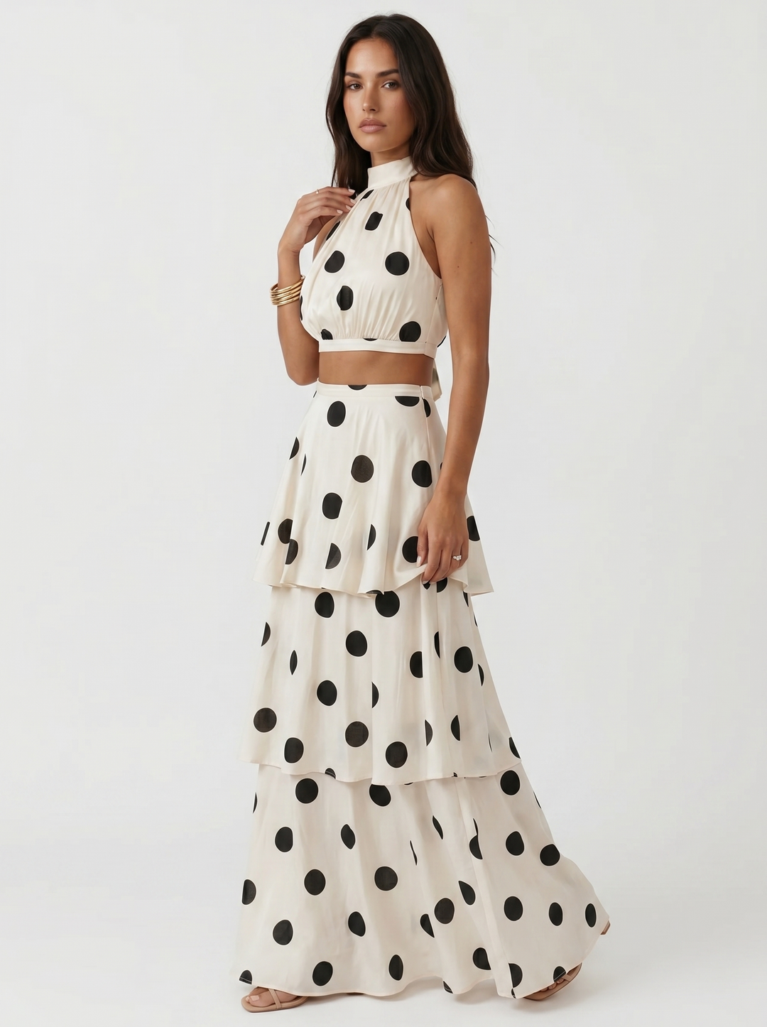 Solira - Tiered Ruffle Satin Set