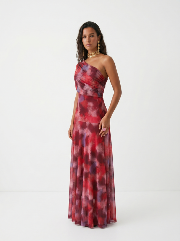 Virela - Off-Shoulder Wrap Technical Microfiber Maxi Dress