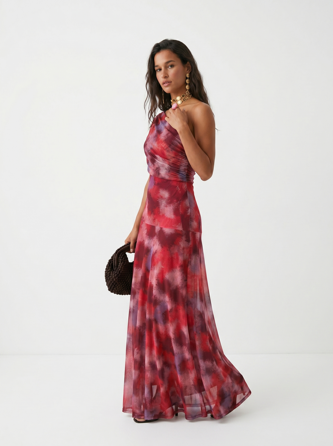 Virela - Off-Shoulder Wrap Technical Microfiber Maxi Dress
