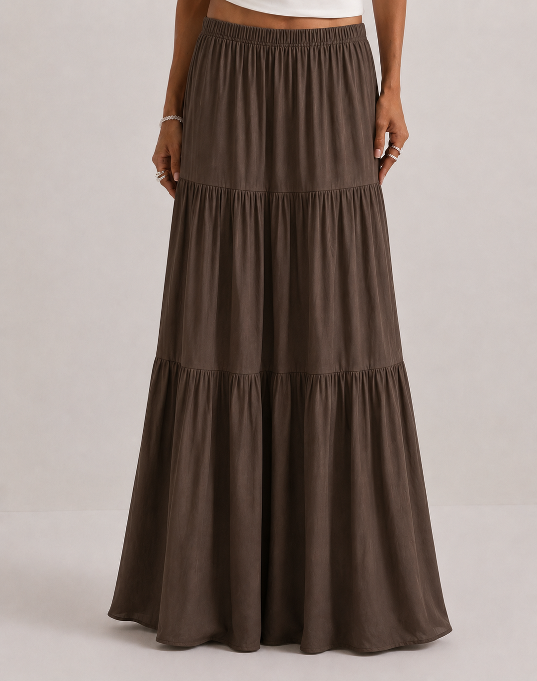 Noreli - Layered Woven Maxi Skirt