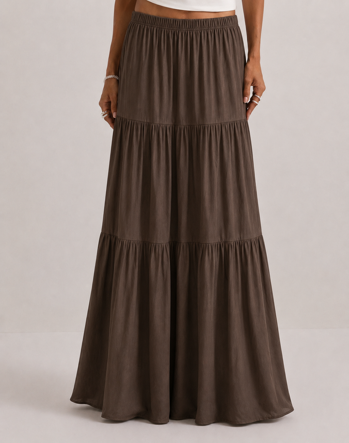 Noreli - Layered Woven Maxi Skirt