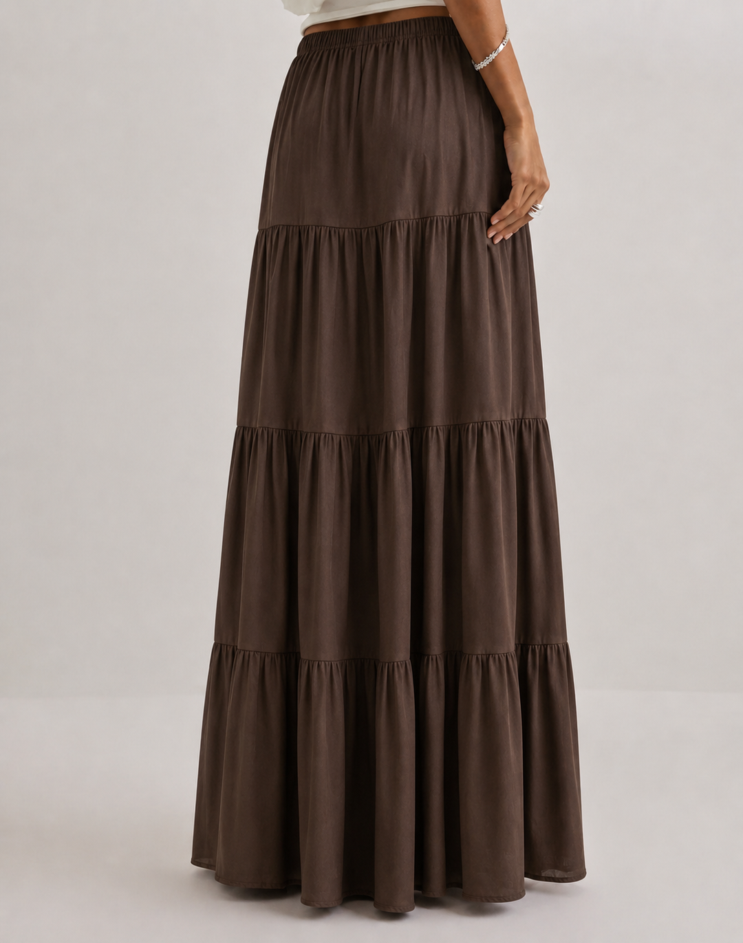 Noreli - Layered Woven Maxi Skirt
