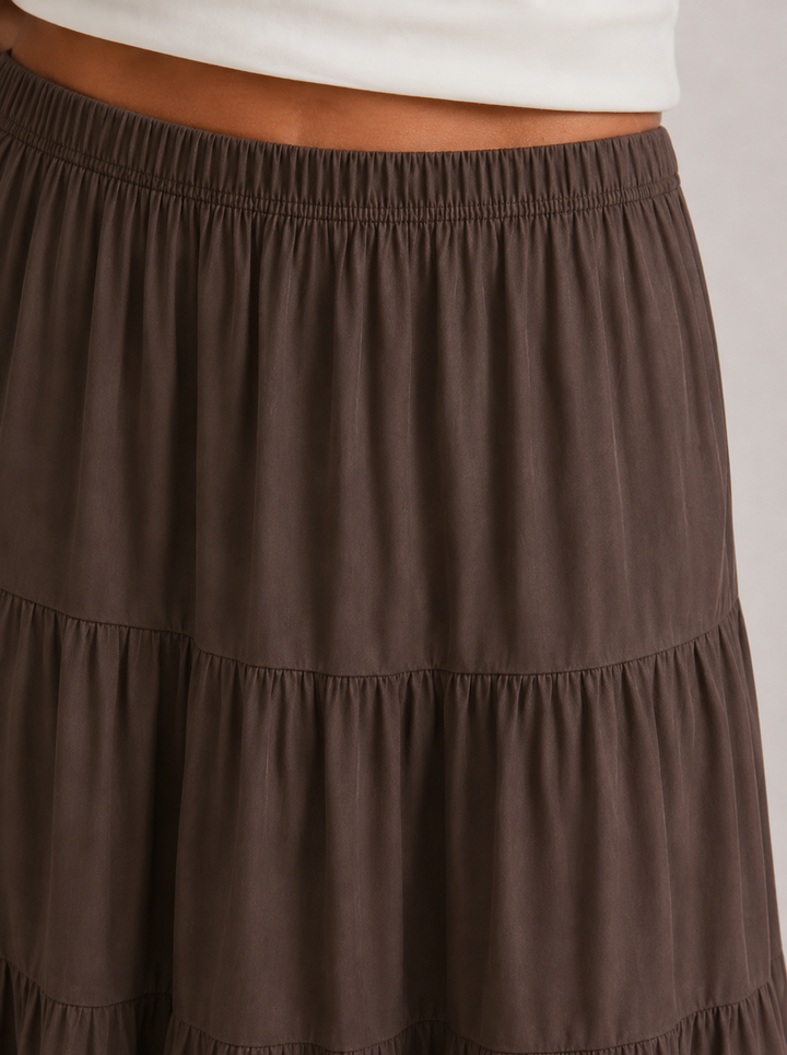 Noreli - Layered Woven Maxi Skirt