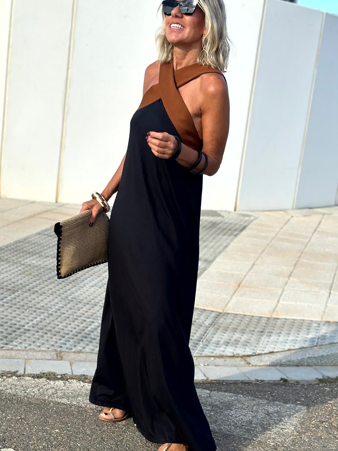 Seriva - Crossed Neckline Woven Dress