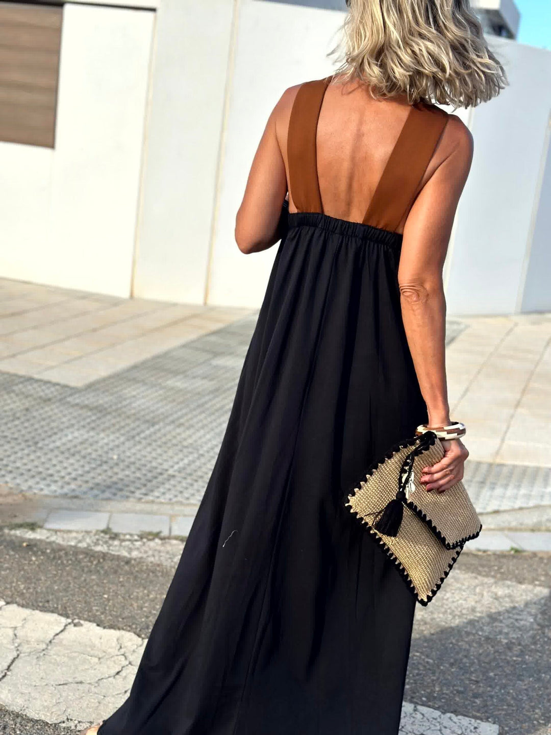 Seriva - Crossed Neckline Woven Dress