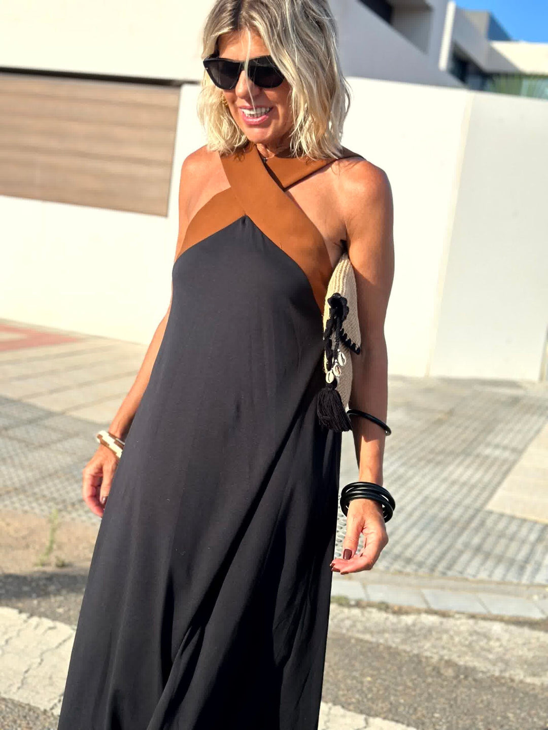 Seriva - Crossed Neckline Woven Dress