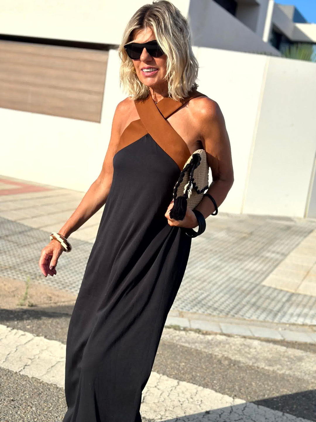 Seriva - Crossed Neckline Woven Dress
