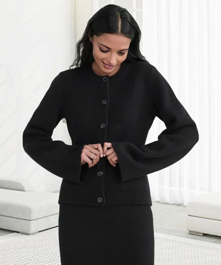 Leniva - Button-Front Knit Cardigan