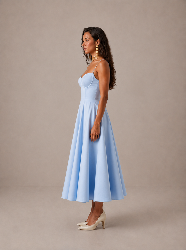 Averla - Heart Neckline Technical-Weave Dress