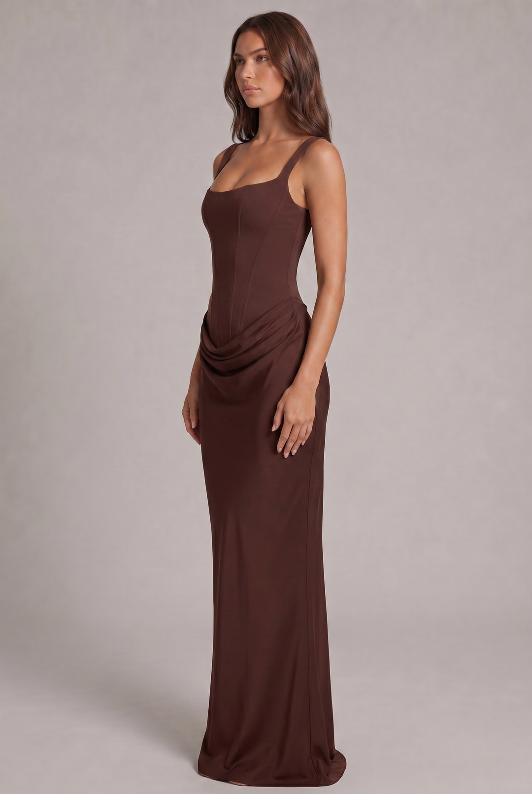 Nalise - Boned Bodice Lyocell Maxi Dress