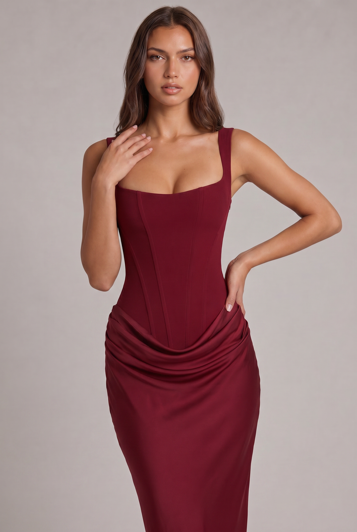 Nalise - Boned Bodice Lyocell Maxi Dress