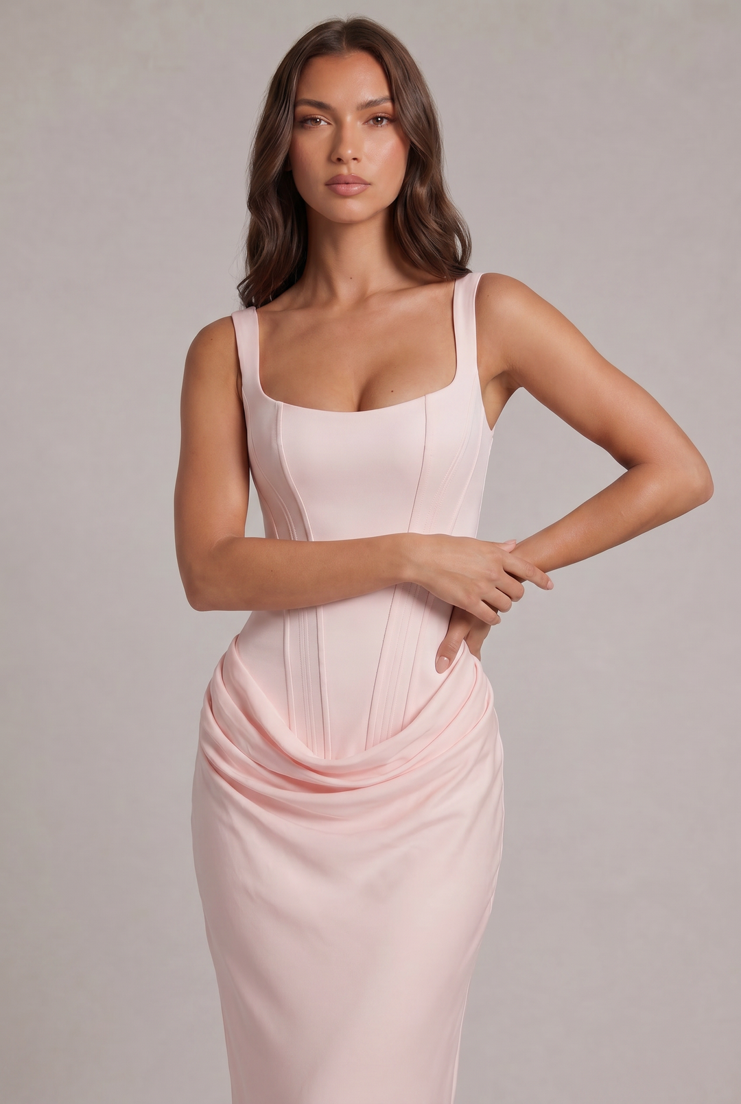 Nalise - Boned Bodice Lyocell Maxi Dress