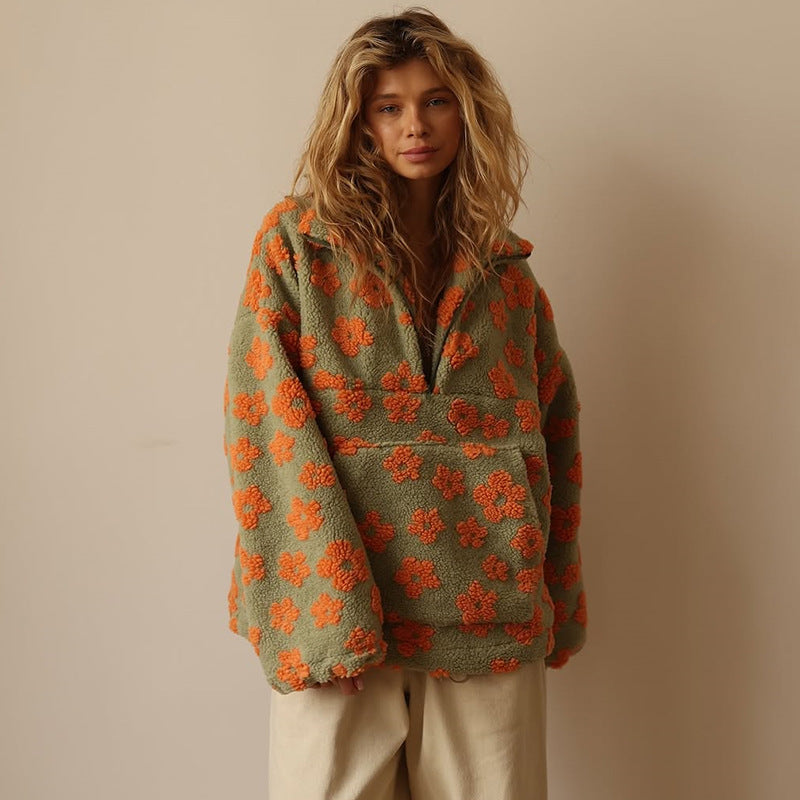 Avenli - Floral Print Fleece Pullover