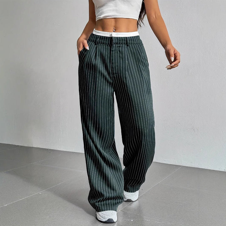 Anevia - High-Waist Pinstripe Trousers