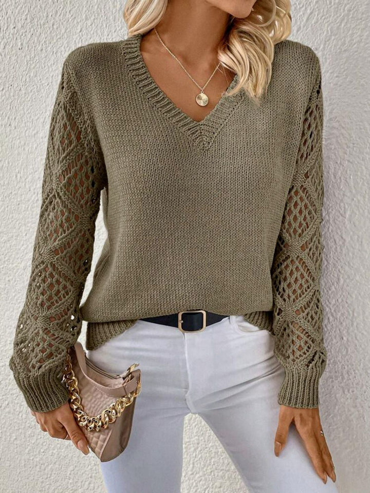Elyra - V-Neck Fine-Gauge Knit Pullover