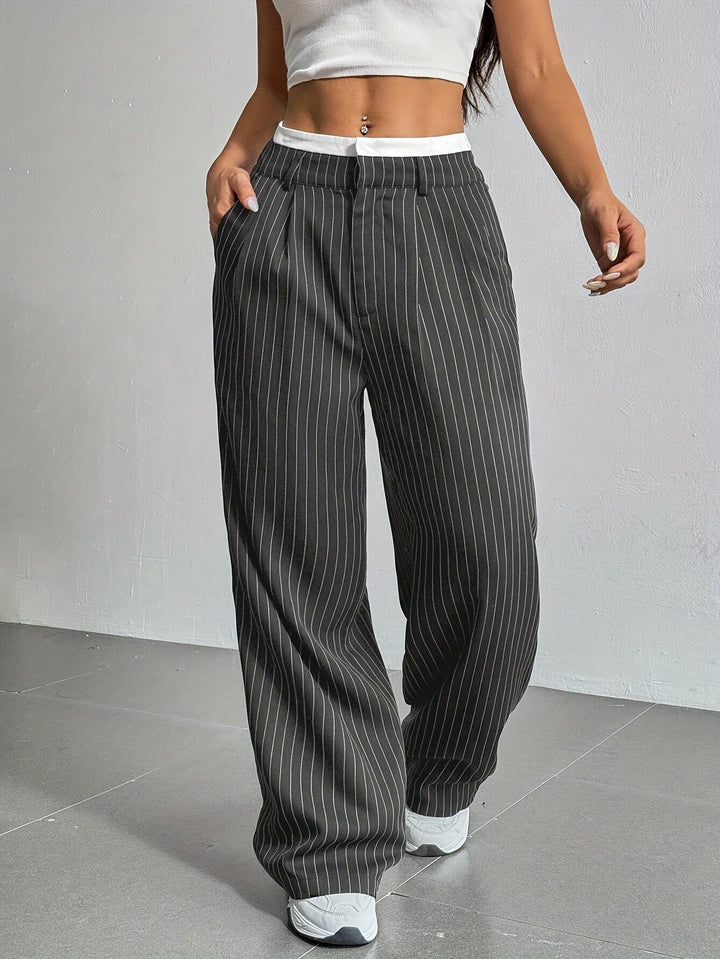 Anevia - High-Waist Pinstripe Trousers