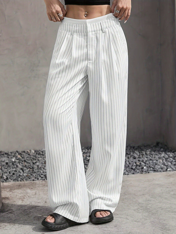 Anevia - High-Waist Pinstripe Trousers