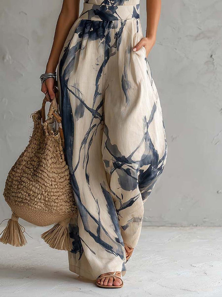 Calira - Halter Graphic Print Jumpsuit