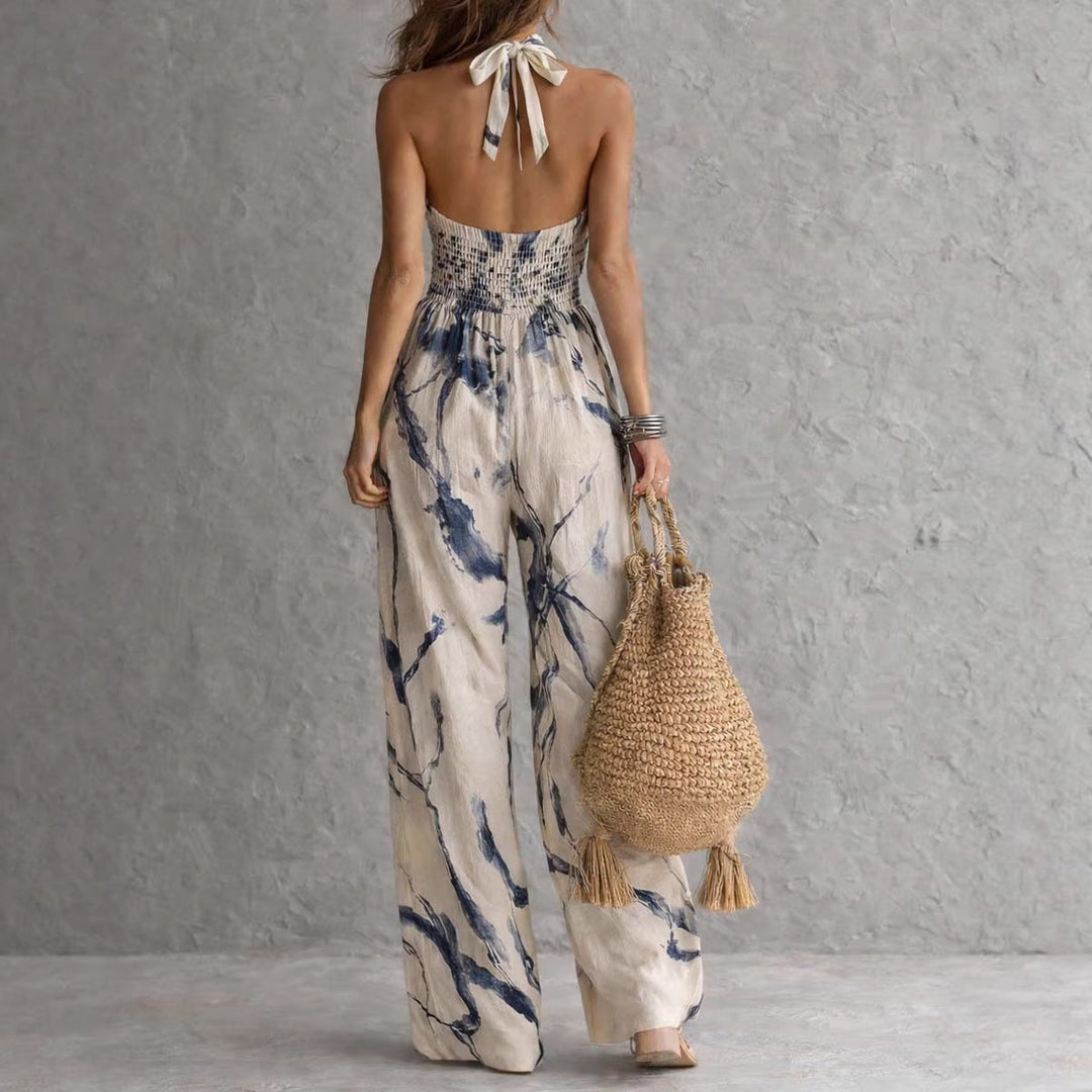 Calira - Halter Graphic Print Jumpsuit