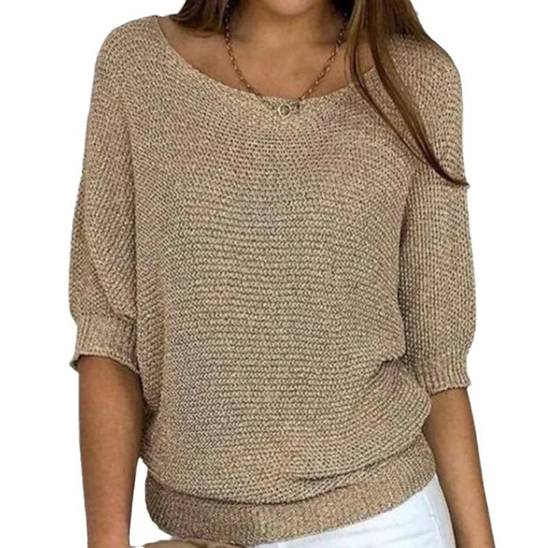 Anvera - Three-Quarter Sleeve Knit Sweater