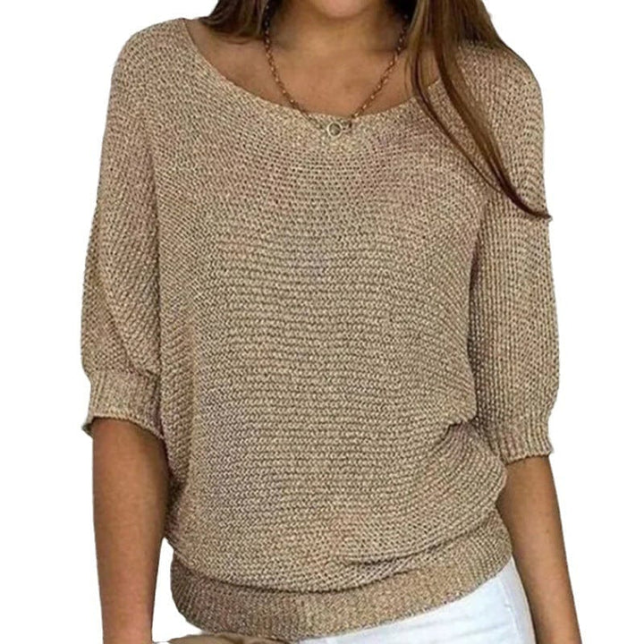 Anvera - Three-Quarter Sleeve Knit Sweater