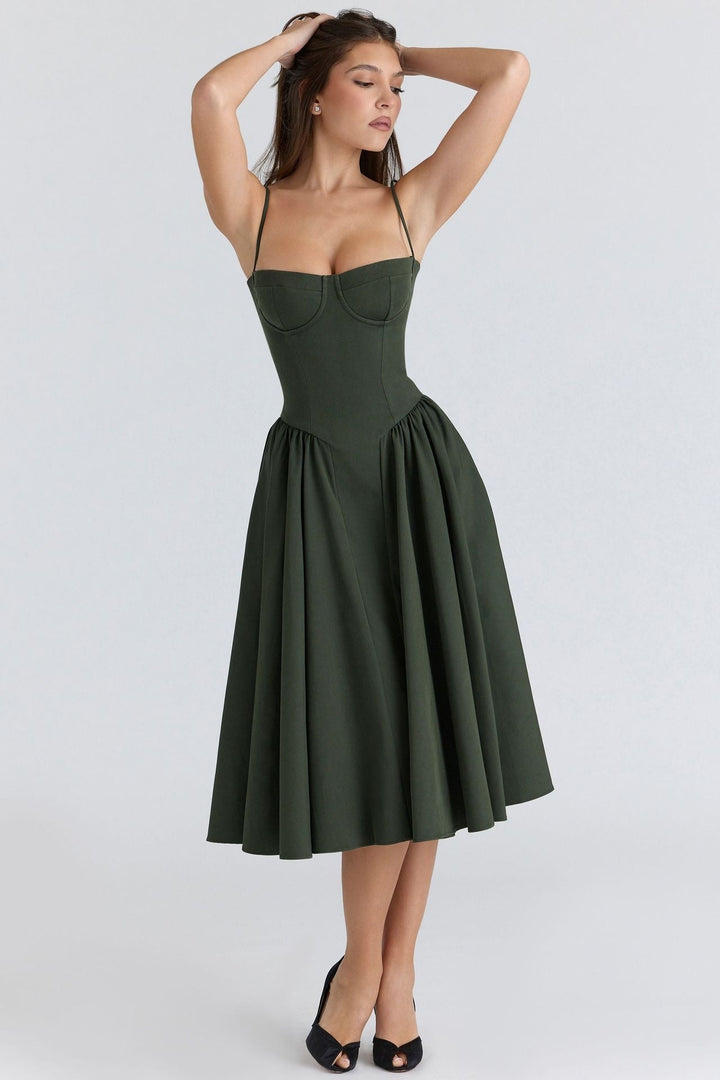 Mevara - Corset-Style Bodice Woven Dress