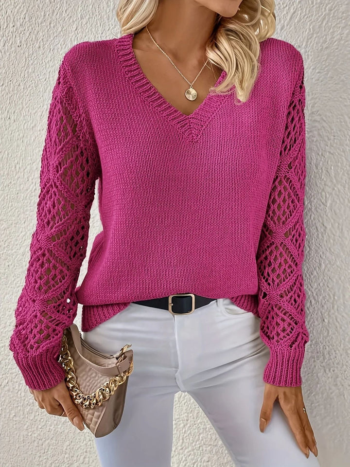 Elyra - V-Neck Fine-Gauge Knit Pullover