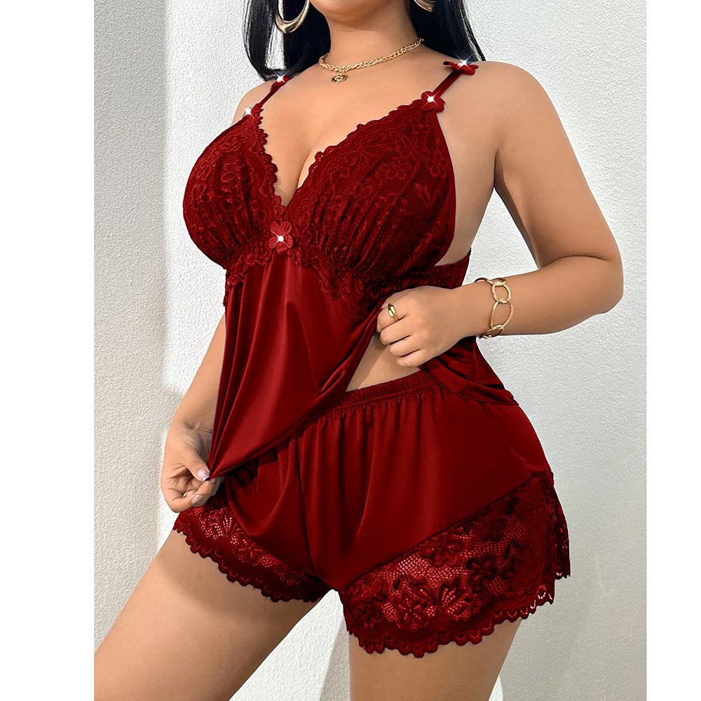 Virela - Adjustable Straps Lace Babydoll Set