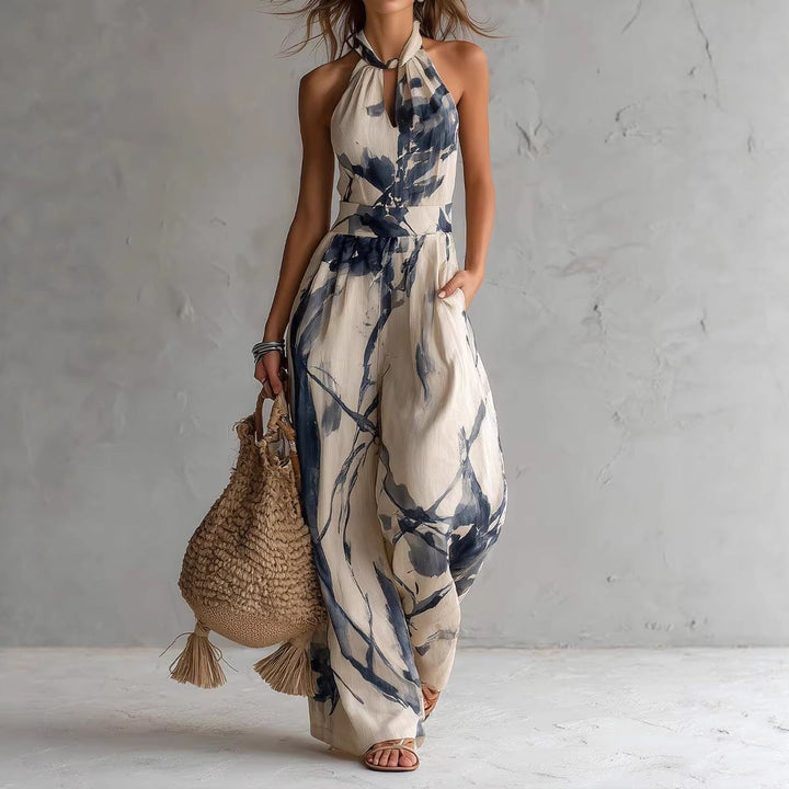 Calira - Halter Graphic Print Jumpsuit