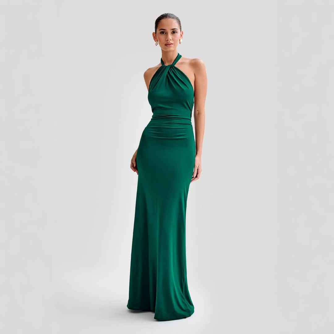 Sivela - Halter Neck Stretch Maxi Dress