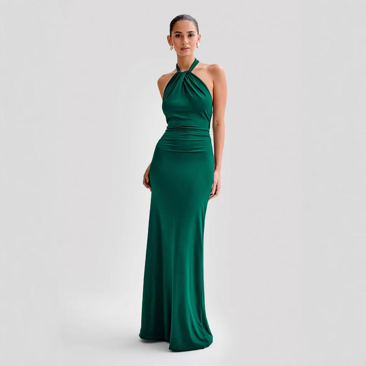 Sivela - Halter Neck Stretch Maxi Dress