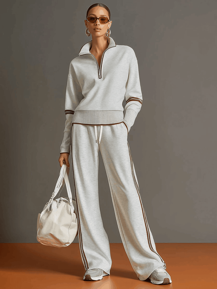 Mireva - Wide-Leg Blouse And Trousers Set