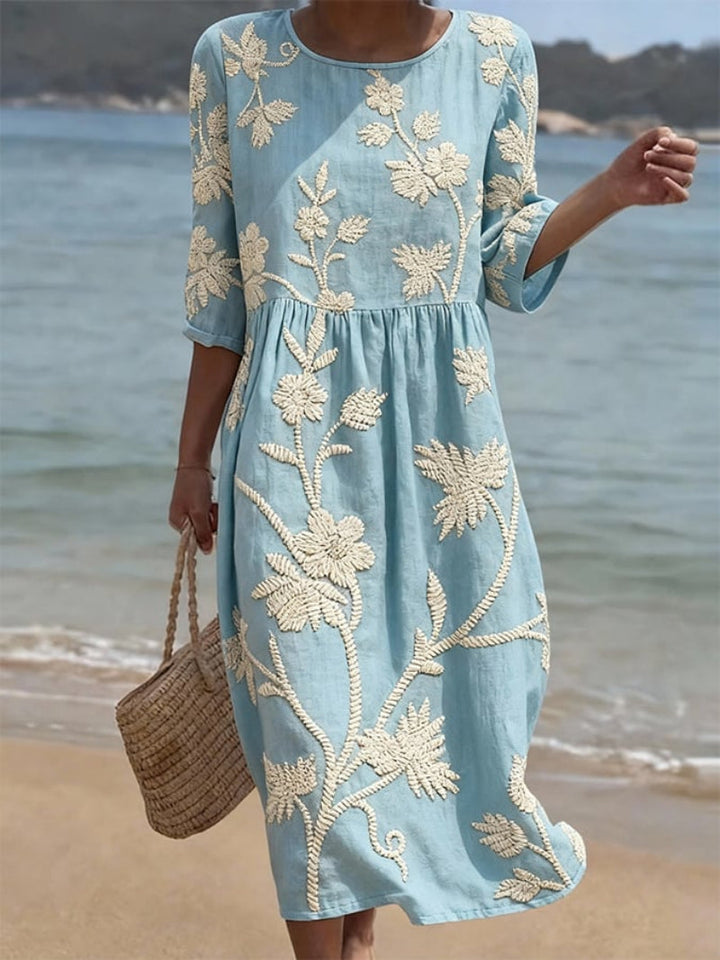 Mevara - Floral-Print Plain-Weave Dress