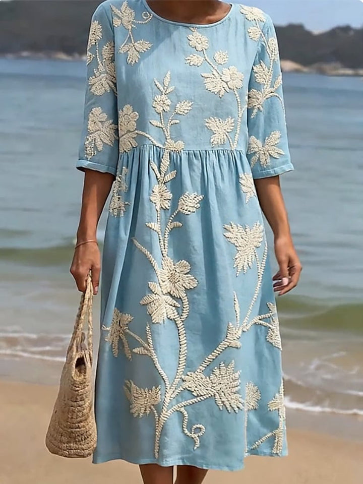 Mevara - Floral-Print Plain-Weave Dress