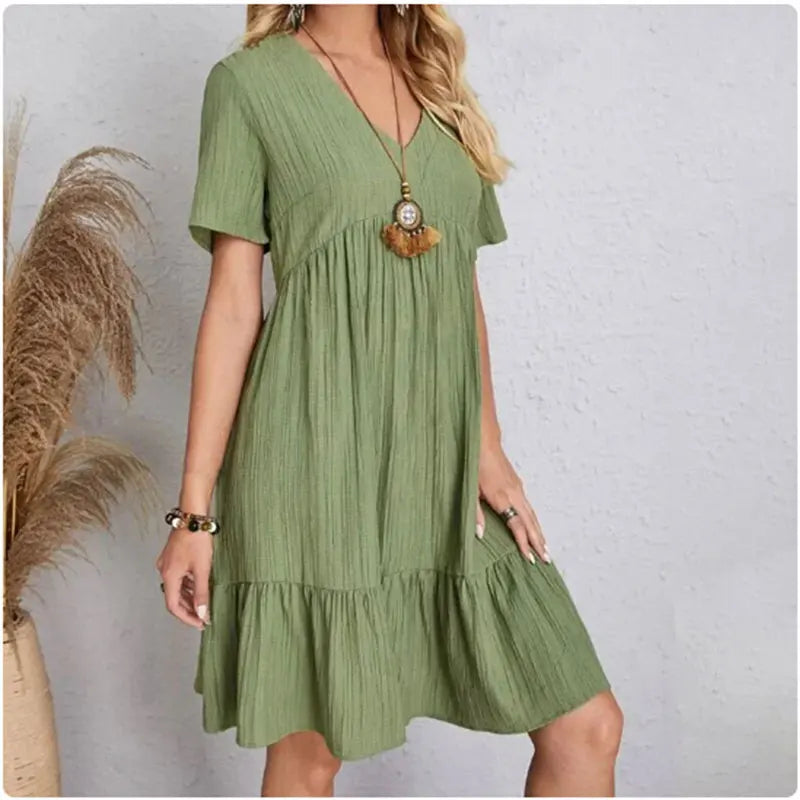 Nivara - Ruffle Trim Woven Dress