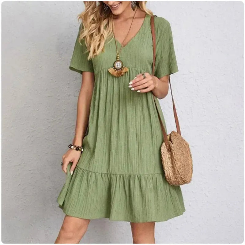 Nivara - Ruffle Trim Woven Dress