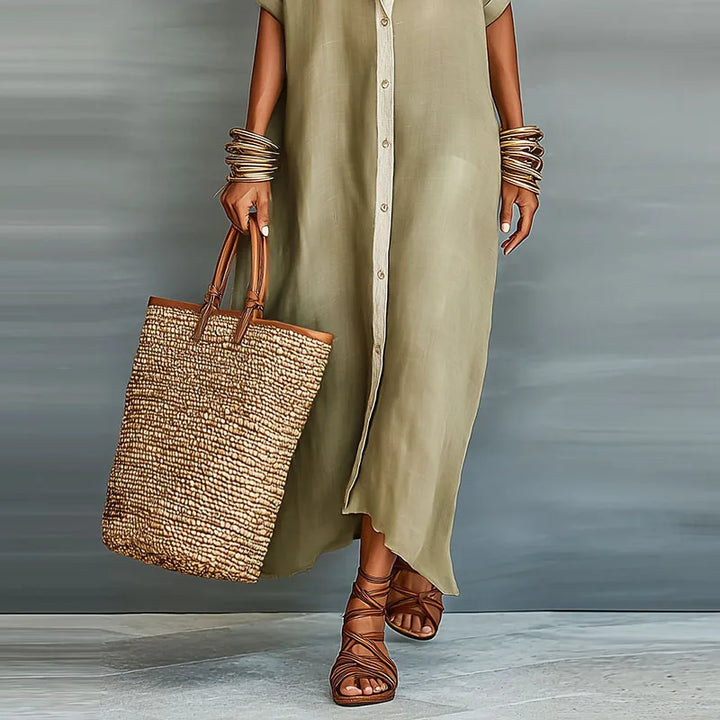 Nireva - Maxi Woven Shirt Dress