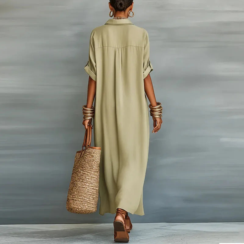 Nireva - Maxi Woven Shirt Dress
