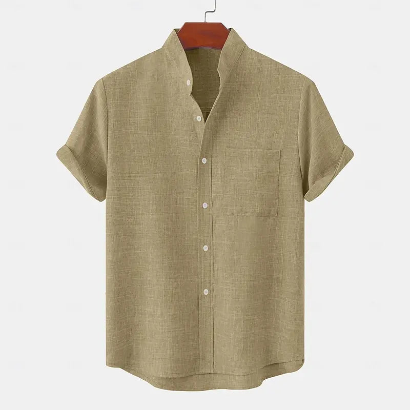 Tovren - Tunic Collar Linen Shirt