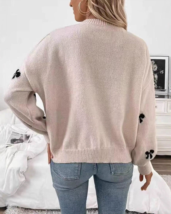 Novira - Allover Bow Motif Knit Sweater