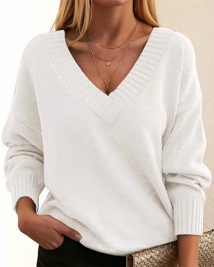 Zevina - V-Neck Knit Sweater