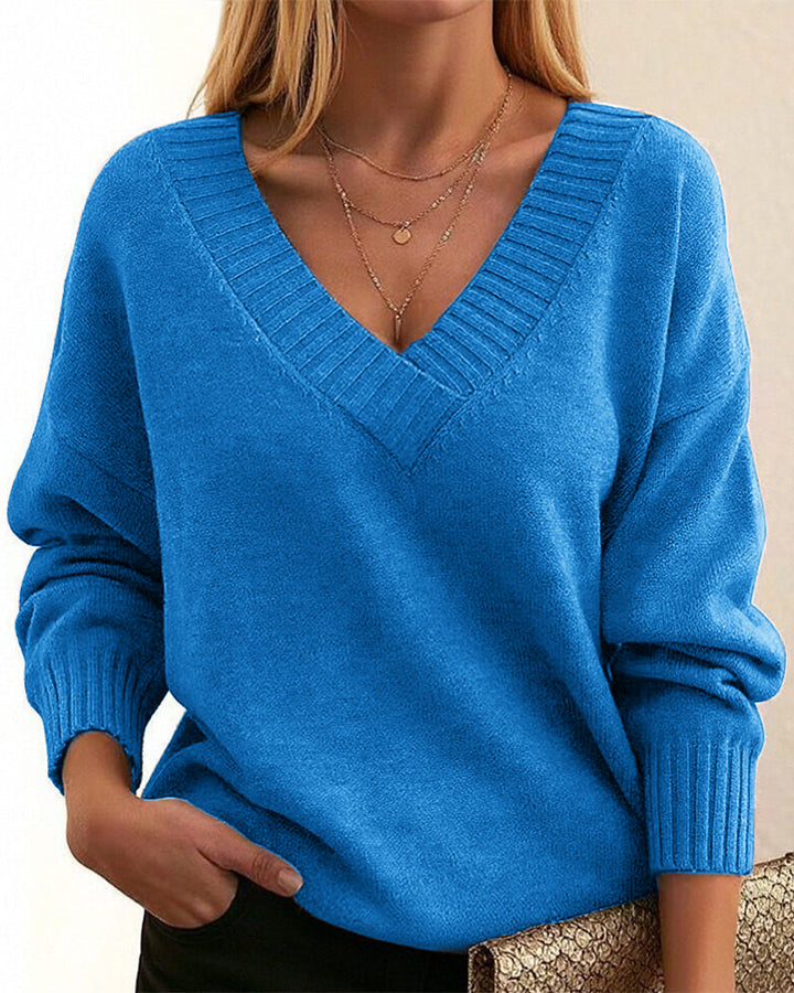 Zevina - V-Neck Knit Sweater