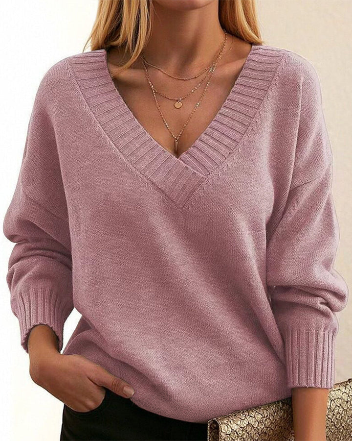 Zevina - V-Neck Knit Sweater