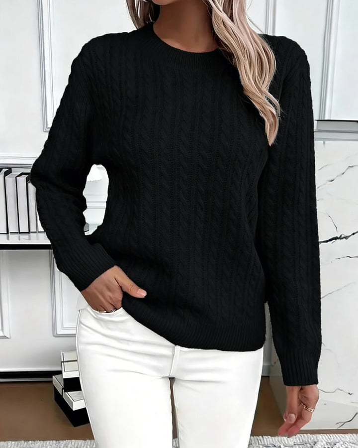 Noreya - Crew Neck Cable Knit Sweater